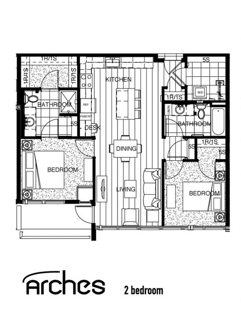floor plan of a two bedroom apartment